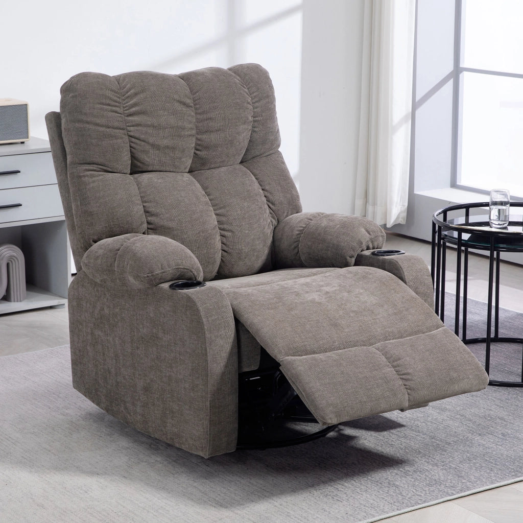 Poltrona relax girevole con poggiapiedi ¨C Minimal ¨C beige chiaro 88x96x108