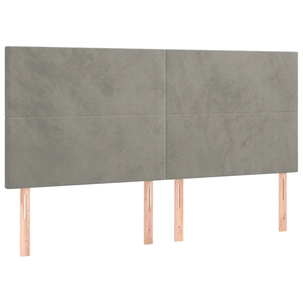Letto a Molle Materasso e LED Grigio Chiaro 200x200 cm Velluto 3136023