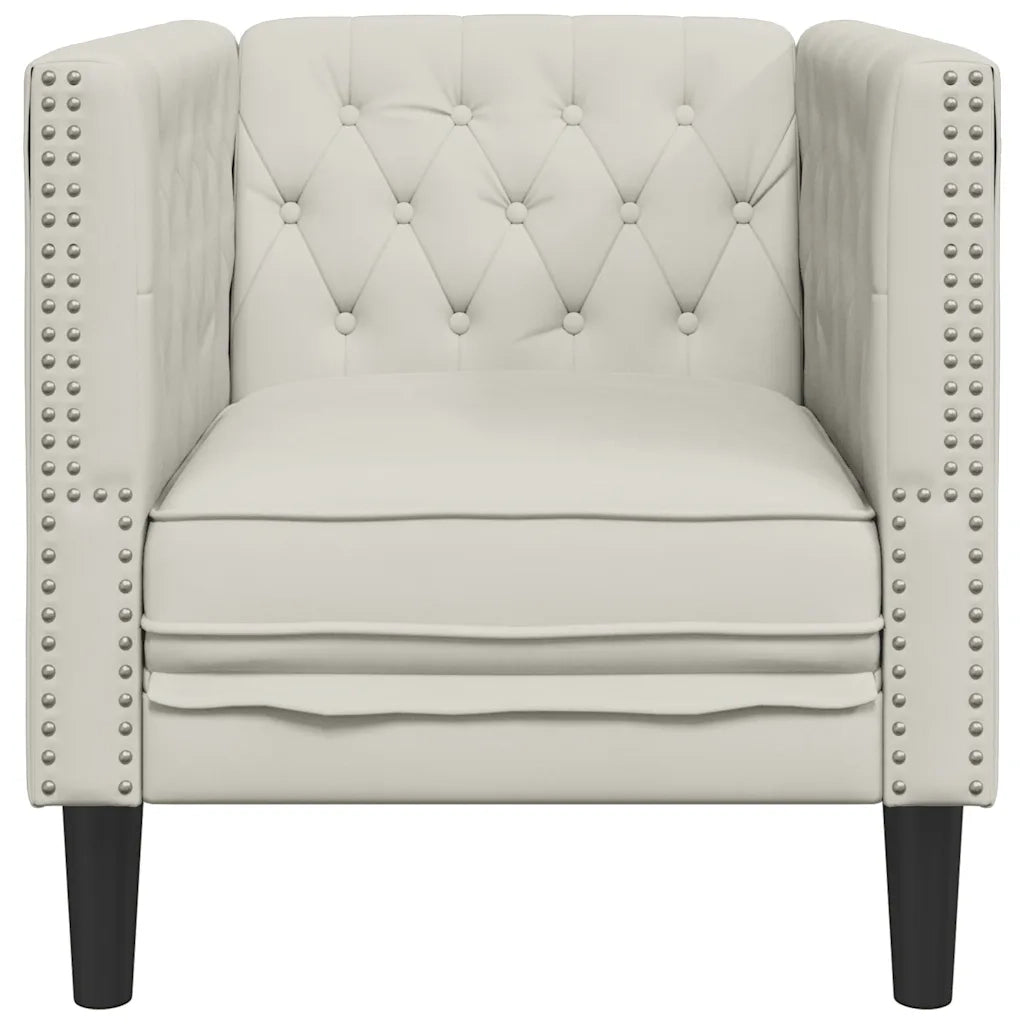 Poltrona Chesterfield Crema in Velluto 372680