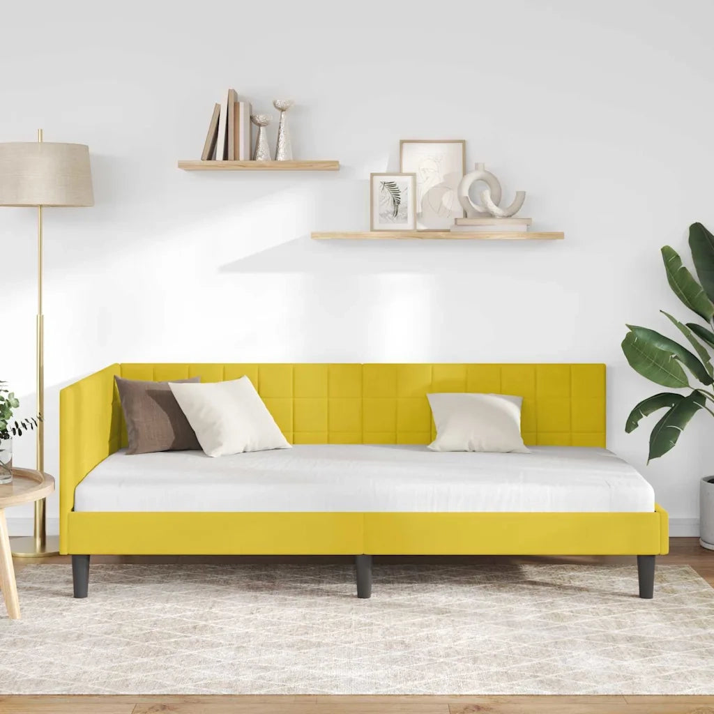 Cornice del letto ad angolo Giallo 90 cm x 190 cm Velluto 42016424
