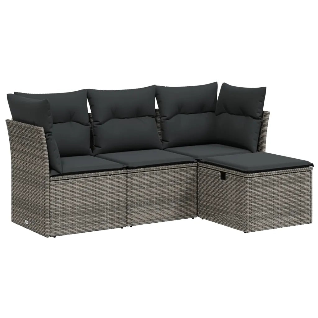 Set Divani da Giardino 4 pz con Cuscini in Polyrattan Grigio 3263116