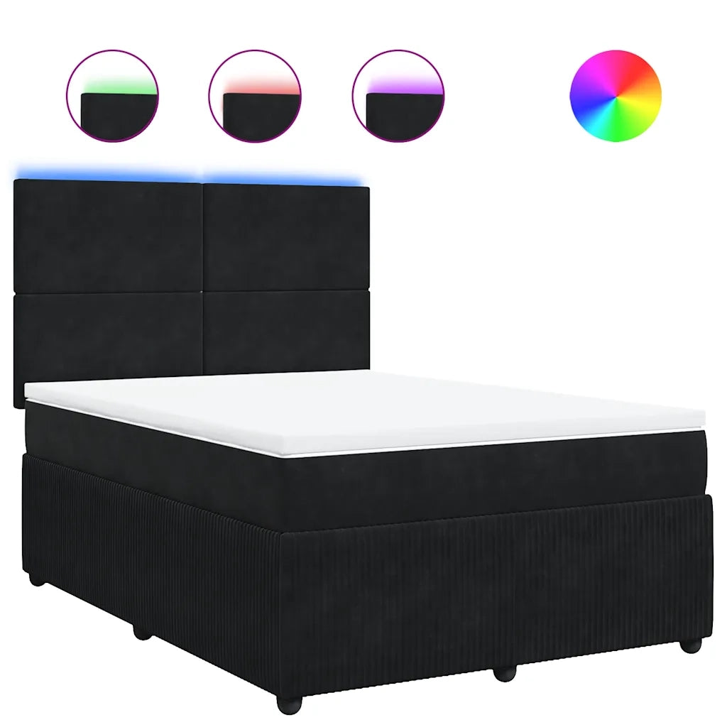 Giroletto a Molle con Materasso Nero 140x190 cm in Velluto