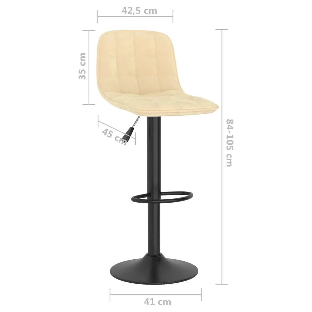 Sedie da Bar 2 pz Crema in Velluto 333990