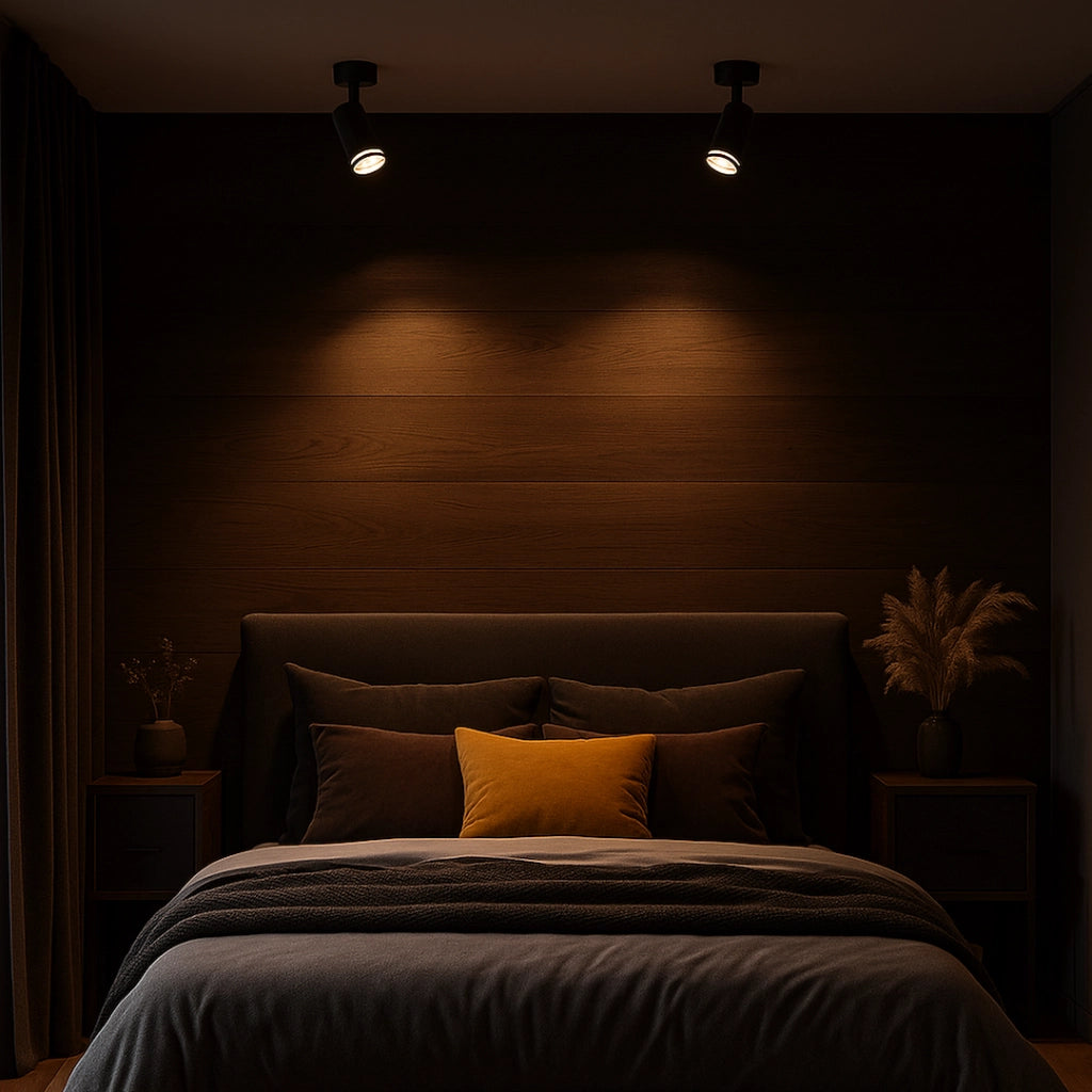 Faretto soffitto moderno nero tondo orientabile GU10