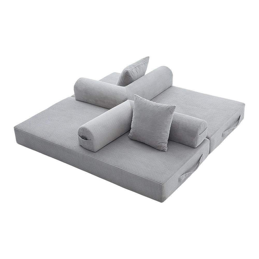 Divano pieghevole - Xylo - Struttura metallica, 3 cuscini, grigio chiaro