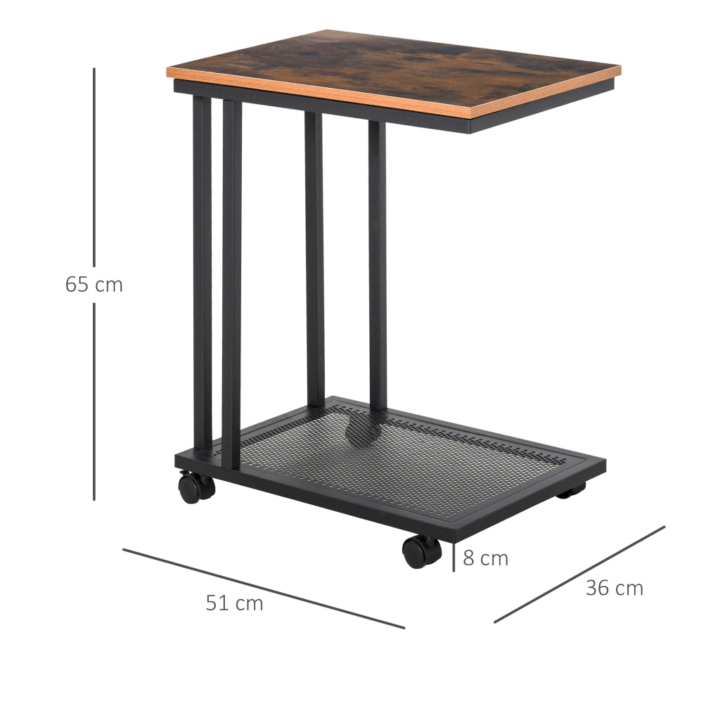 Tavolino da caff¨¨ con ruote ¨C Minimal ¨C Legno e metallo 51x36x65 cm