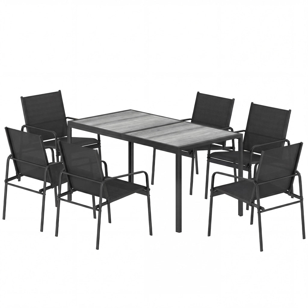 Set Tavolo e Sedie da Giardino ¨C Minimal ¨C Nero 6 Pezzi