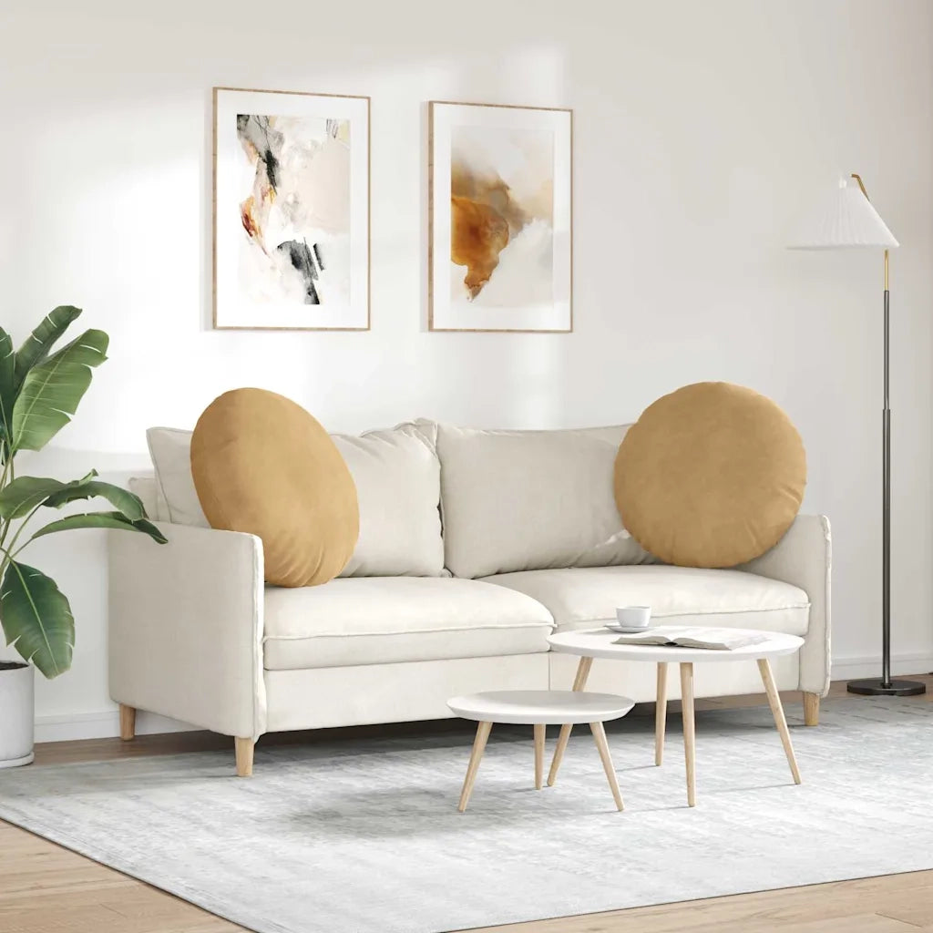 Cuscini per Seduta 2 pcs Marrone Ø60 x 21 cm Velluto 42014219