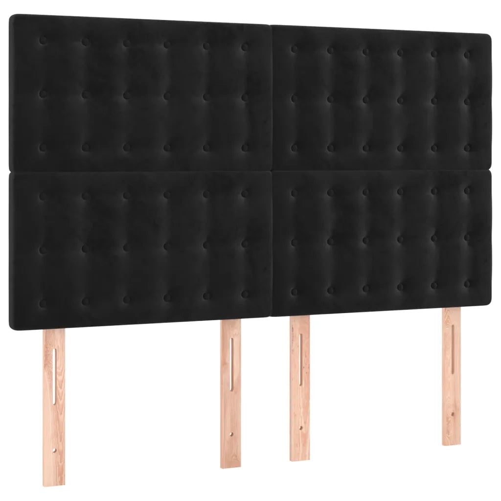 Testiera a LED Nera 144x5x118/128 cm in Velluto 3122908