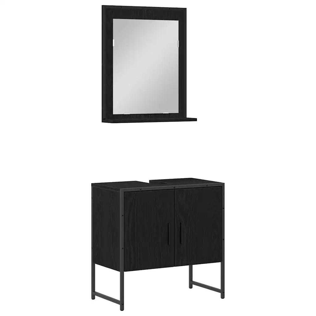 Set di mobili per il bagno 2 pcs Nero Legno multistrato 3334329