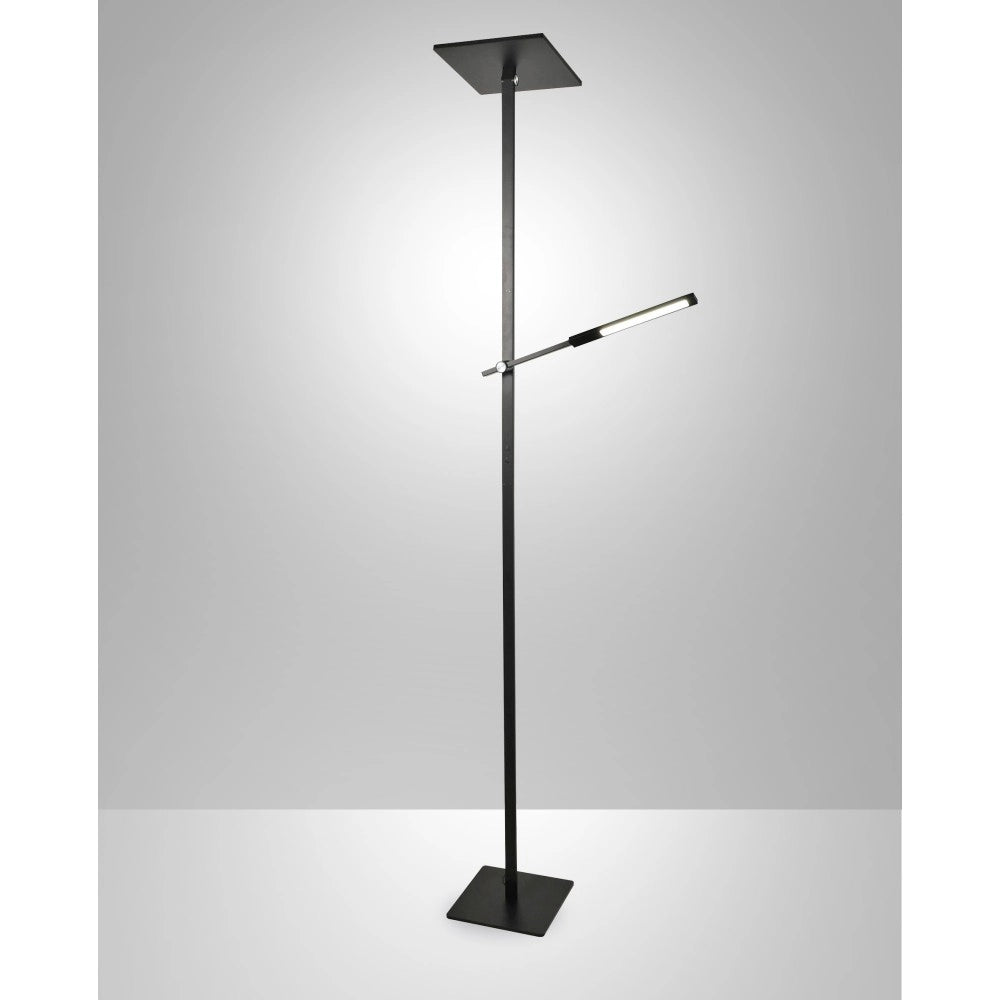 Ideal - Piantana a Led Nera in metallo H.180 cm Fabas Luce - 2 luci da 40W e 8W a led integrato 3000K