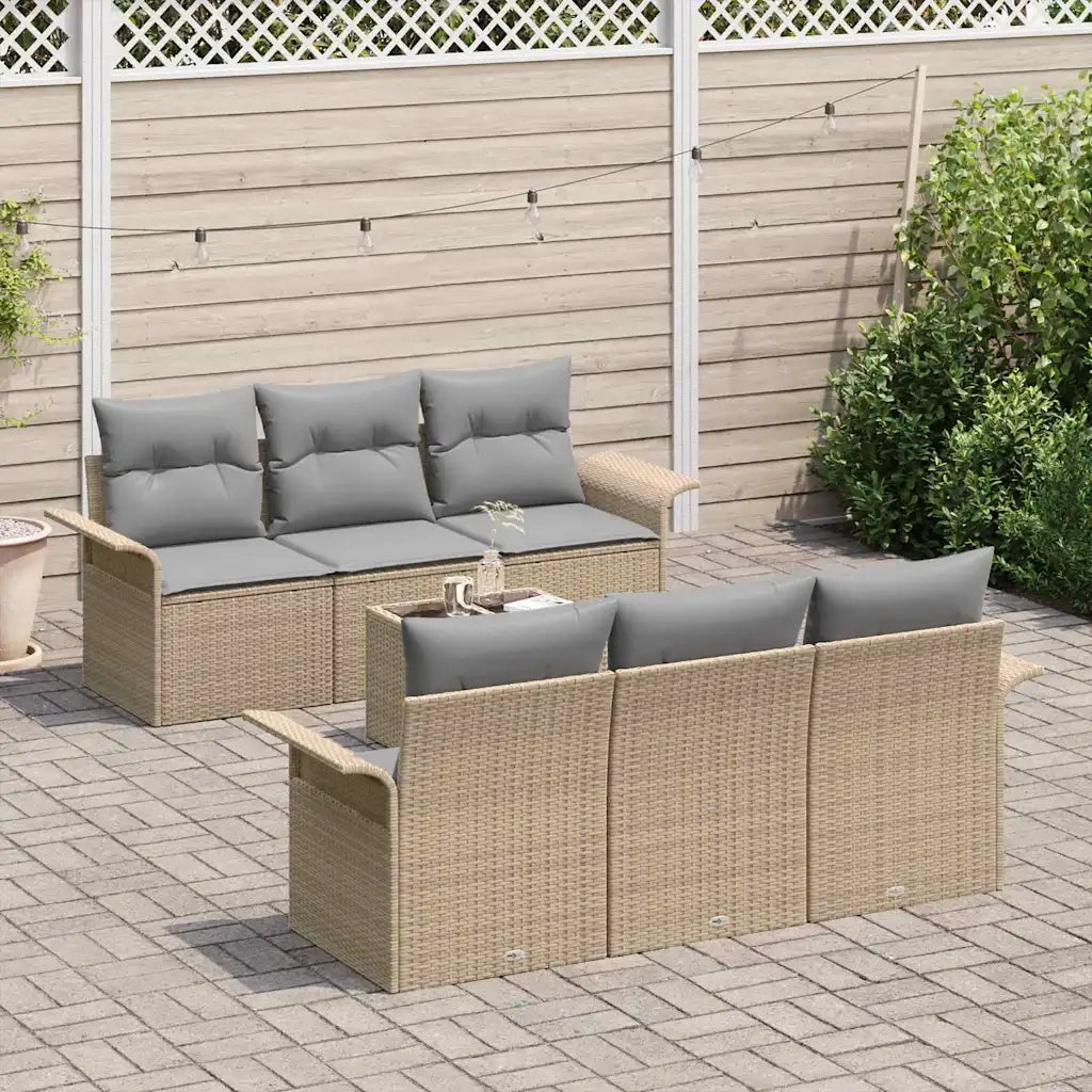 Set Divano da Giardino con cuscino 7 pcs Beige polyrattan 3345250