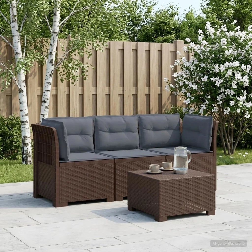 Divano da esterno-Divano da Giardino 3 posti con cuscini in look rattan PP 354952
