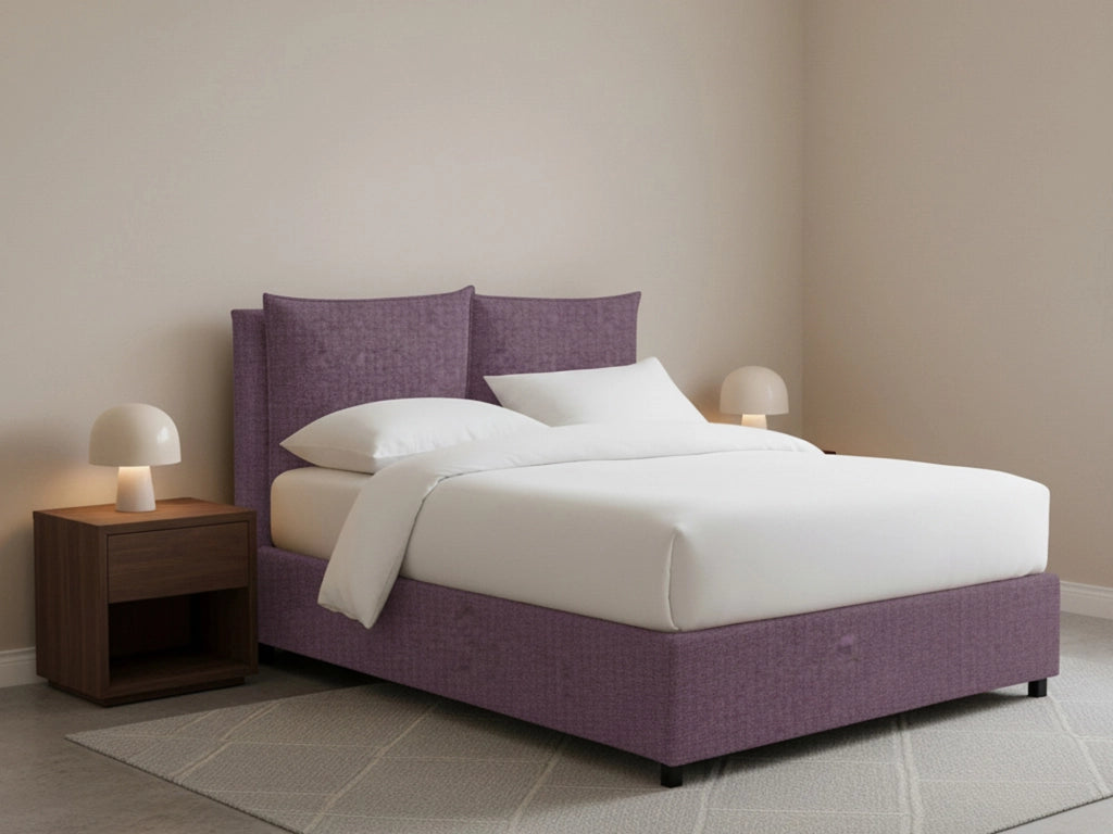 Newton, Letto Piazza e Mezza Sfoderabile Made in Italy, Viola Lilla
