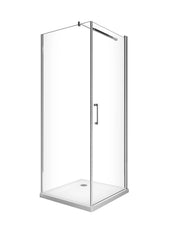 Box Doccia Battente e Parete Fissa Laterale Vetro Temperato 8 mm Easy-clean Reversibile PORTA 77-79 + FISSA 78,5-80,5