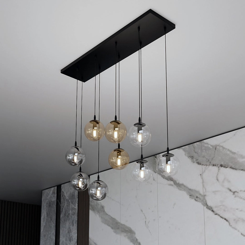 Lampadario Emibig Cosmo 9 luci E14 nero multicolor