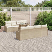 Set Divano da Giardino con cuscino 9 pcs Beige Poly Rattan