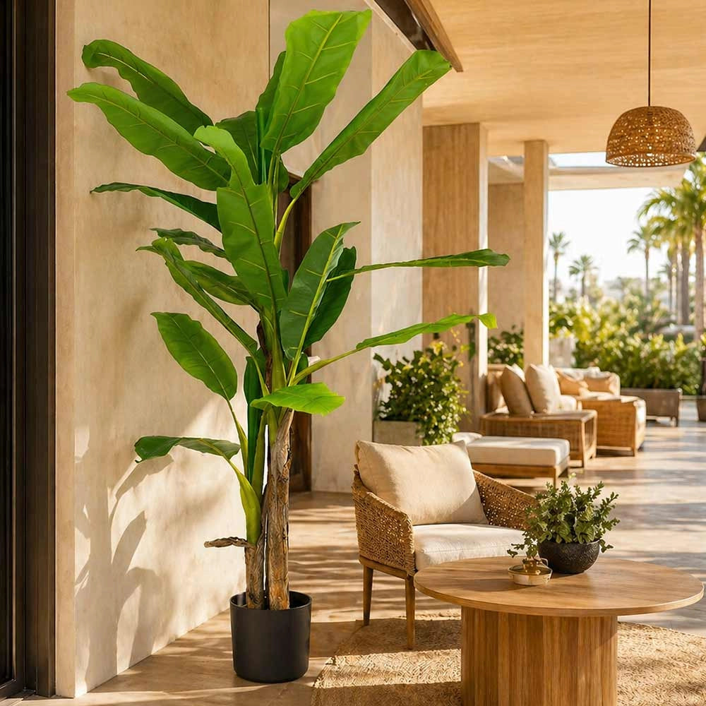 Banano Artificiale con vaso plastica pianta tropicale finta realistica h 210 cm