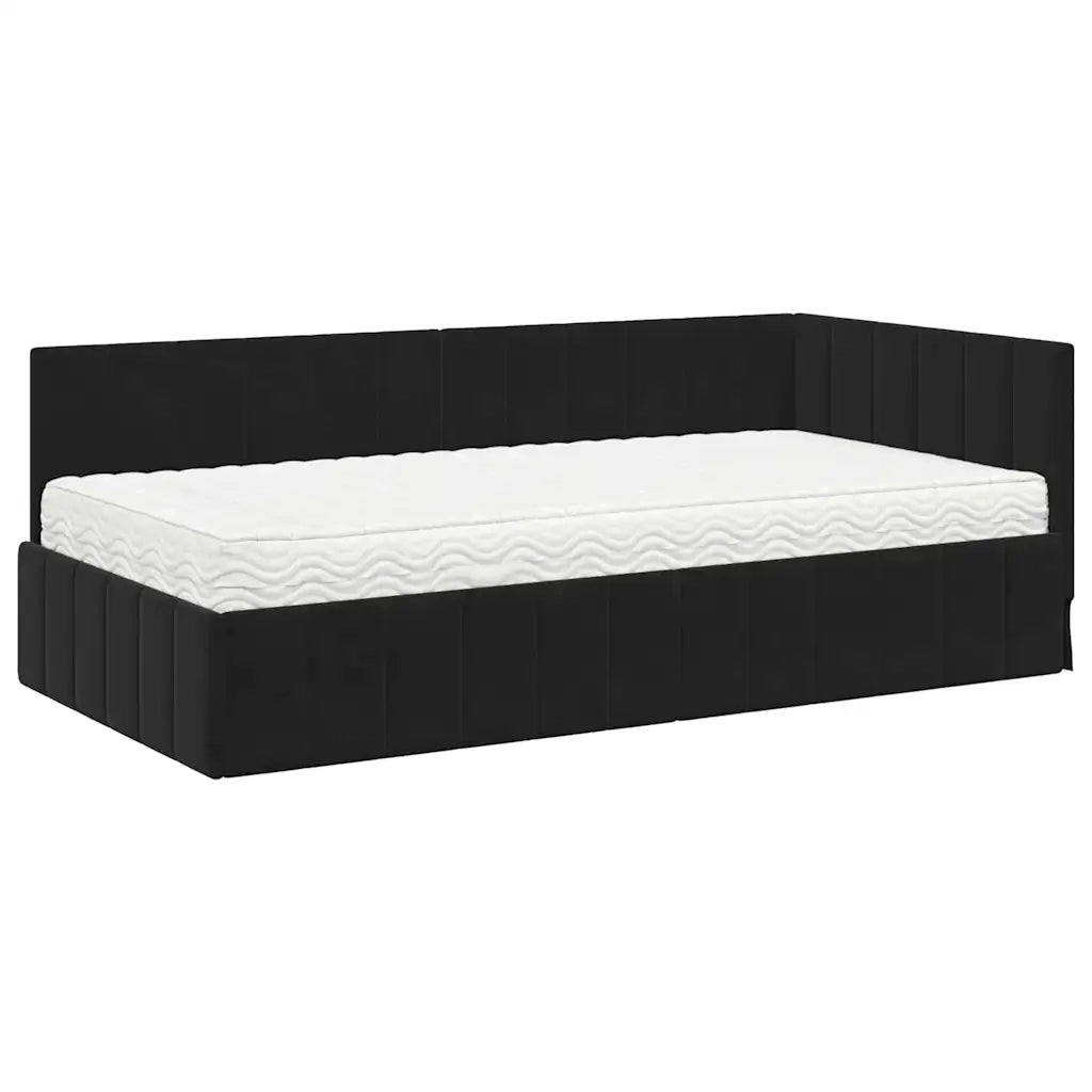 Struttura Letto Angolare con Materasso 2 pcs Nero Velluto 3393863