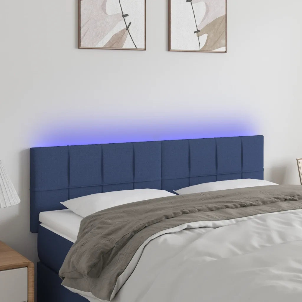 Testiera | Testata a LED Blu 144x5x78/88 cm in Tessuto