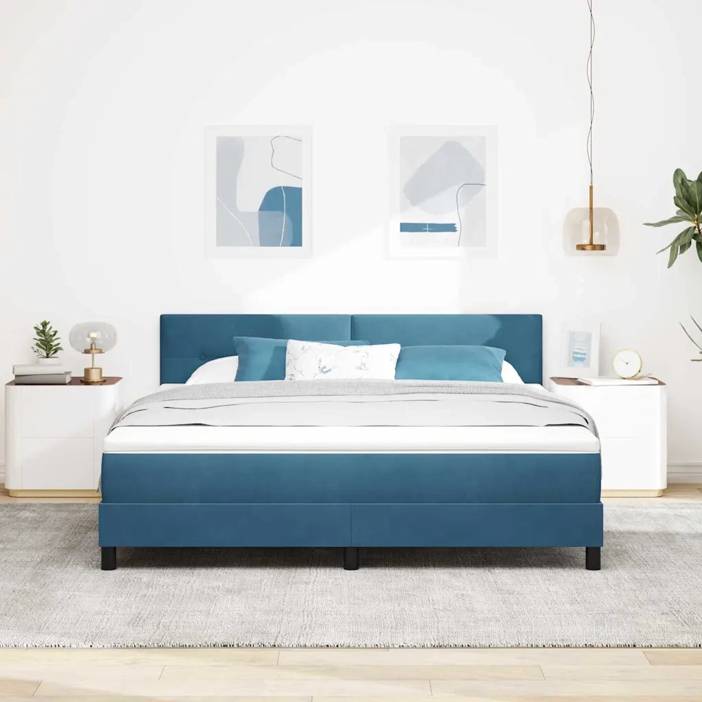 Letto a molle con materasso Blu Scuro 180 x 200 cm Velluto 3339192