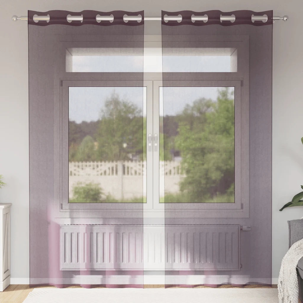 Tende in Voile con Occhielli 2 pz Viola 140x245 cm 4102104