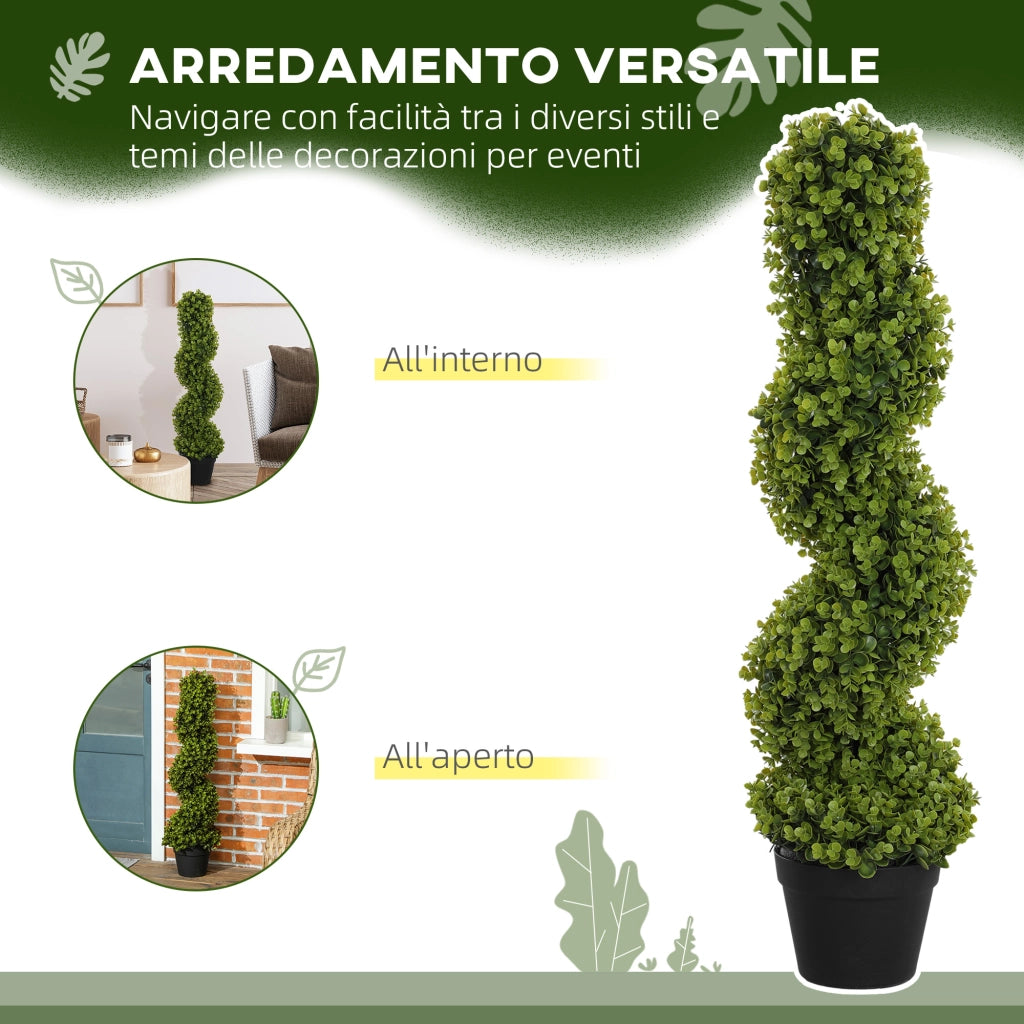 Pianta Finta Eucalipto Spirale con Vaso ¨C Minimal ¨C Verde Altezza 90 cm