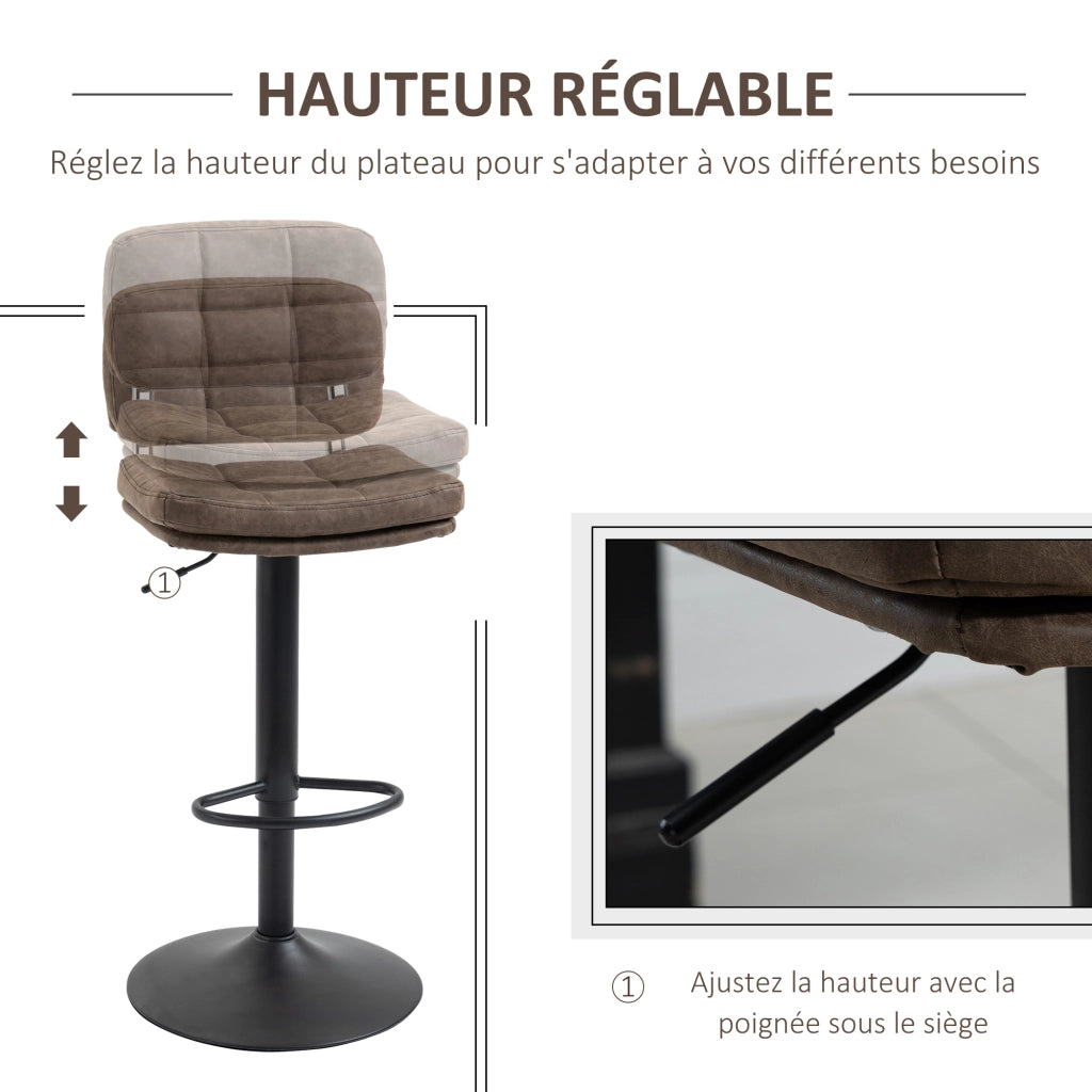 Sgabelli da bar ¨C Minimal ¨C 2 pezzi, imbottiti, girevoli, marrone