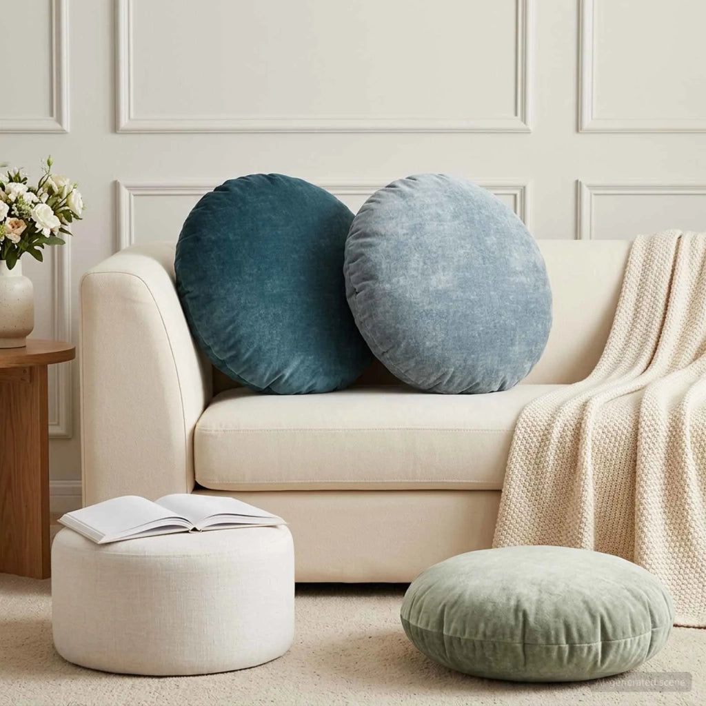 Federa 6 pz HEERLEN Blu Ø 60 cm Tessuto Chenille 922962