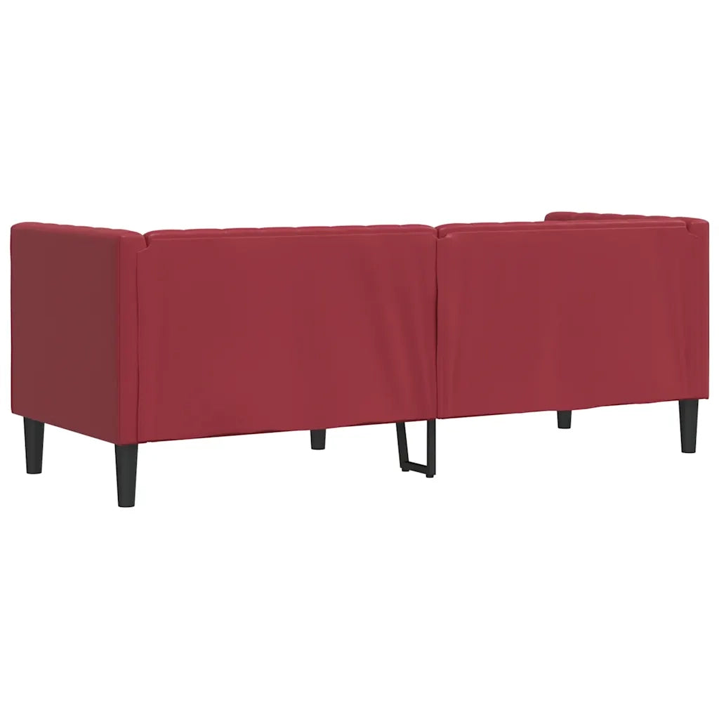 Poltrona Chesterfield a 3 Posti Rosso Vino in Similpelle 372670