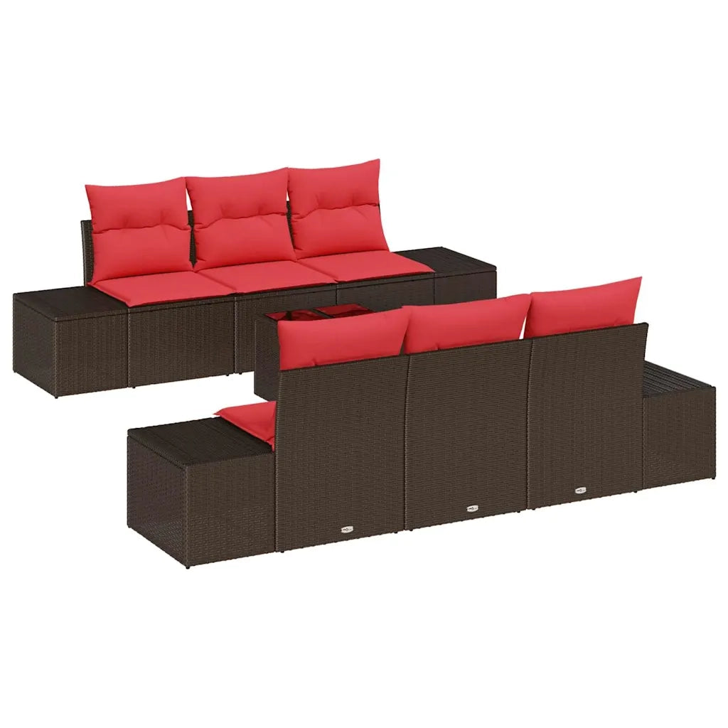 Set Divano da Giardino 8 pz Beige e Rosso polyrattan 3355623