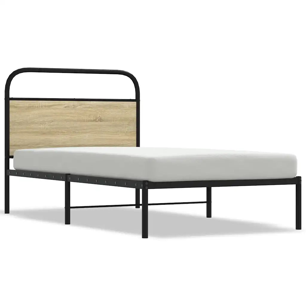 Letto singolo | Letto per adulti | Giroletto senza Materasso Rovere Sonoma 90x200 cm in Truciolato