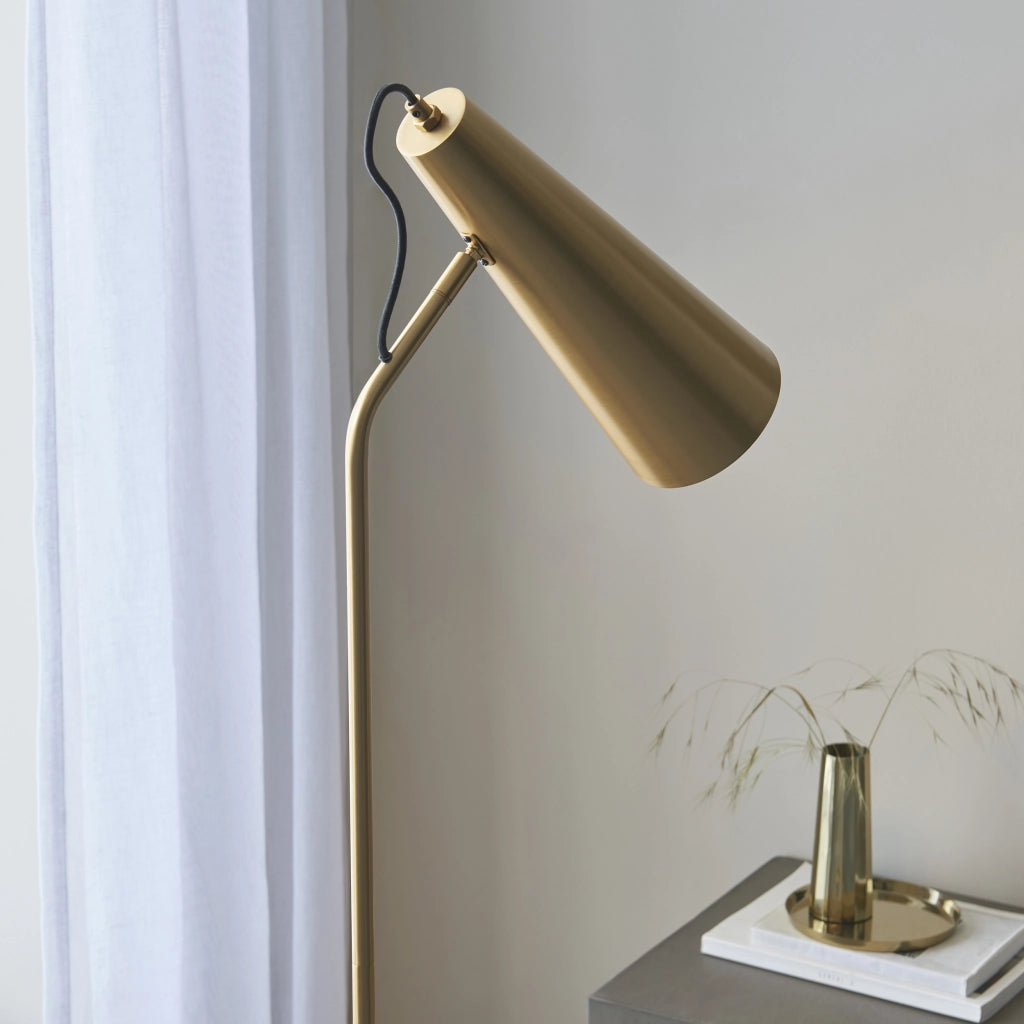 Lampada da terra industriale ottone antico E27 Endon