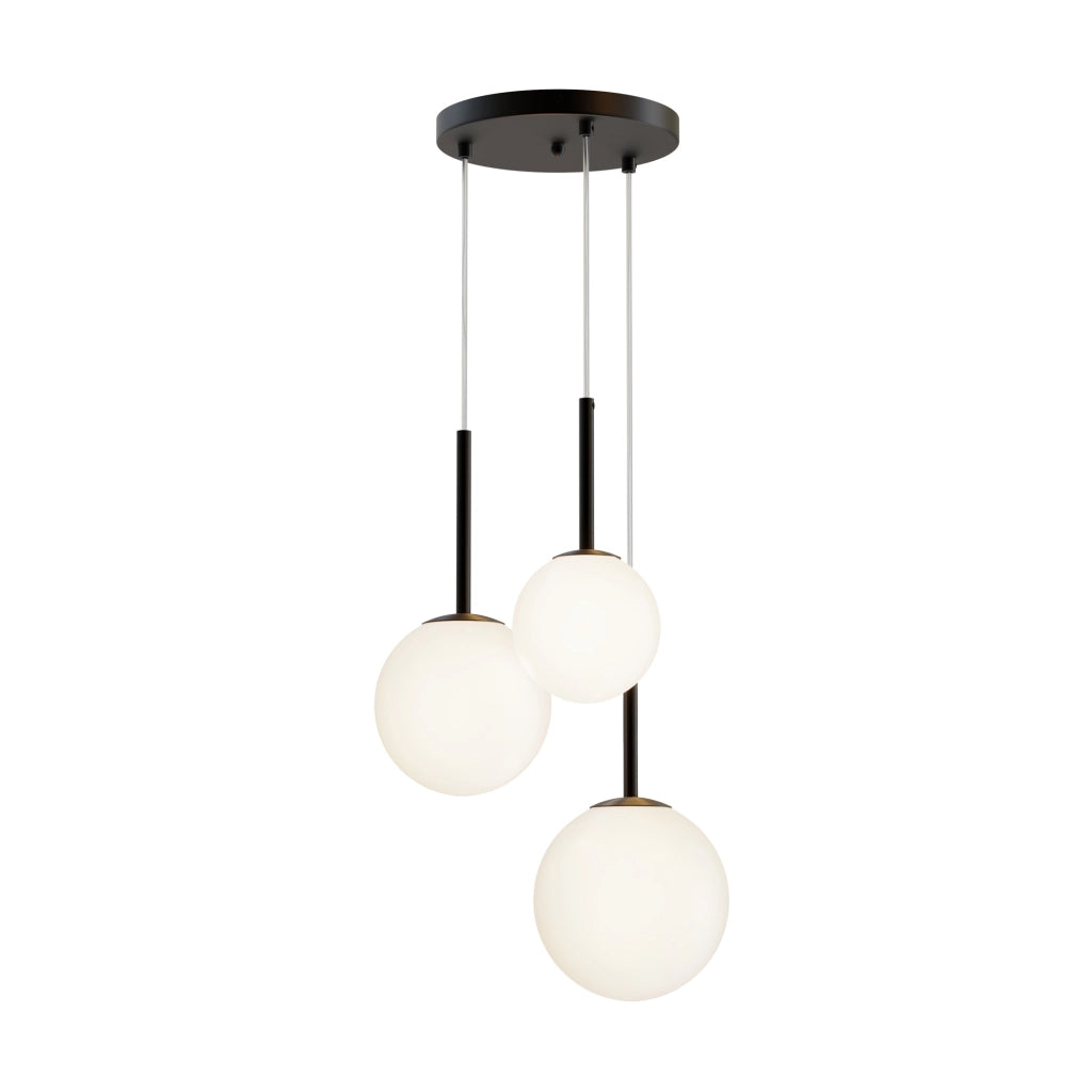 Maytoni Lampadario Minimalista Basic Form 3 luci E14 nero metallo diffusore vetro bianco