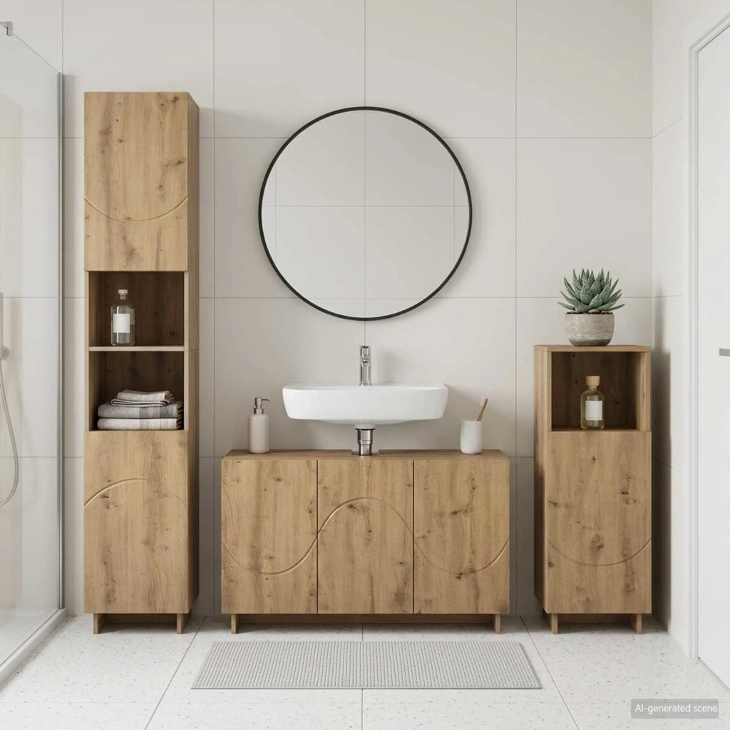 Set mobili da bagno 3 pz Rovere Artigianale 3433063
