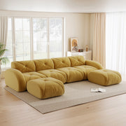 Divano Modulare U 4 Posti con 2 Poggiapiedi ¨C Xylo ¨C Tessuto Giallo