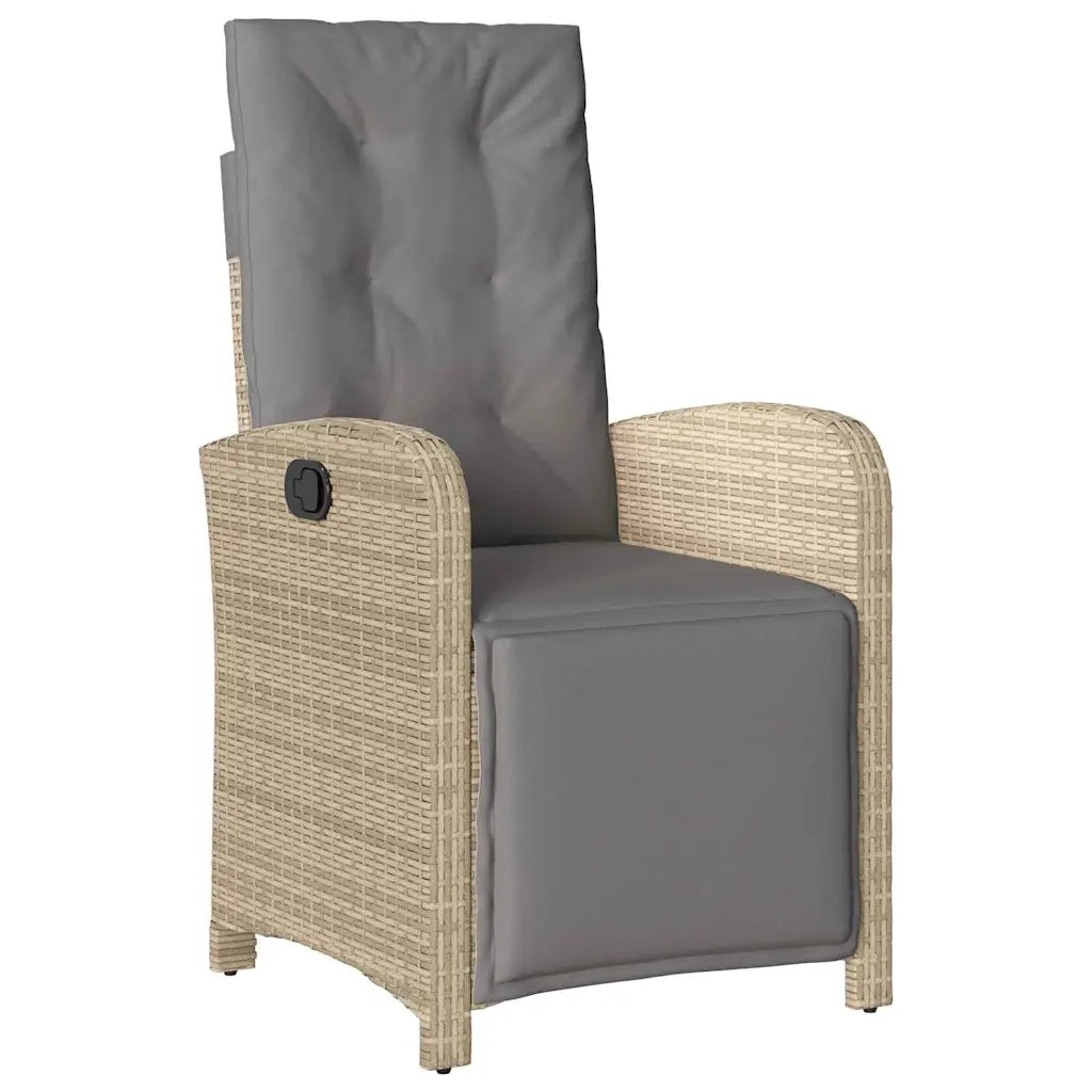 Set da Pranzo per Giardino con cuscino 7 pcs Beige polyrattan
