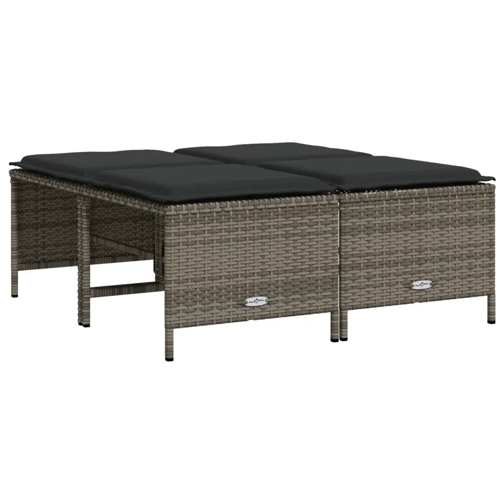 Set Divano da Giardino 5 pz con Cuscini Grigio in Polyrattan 3261559