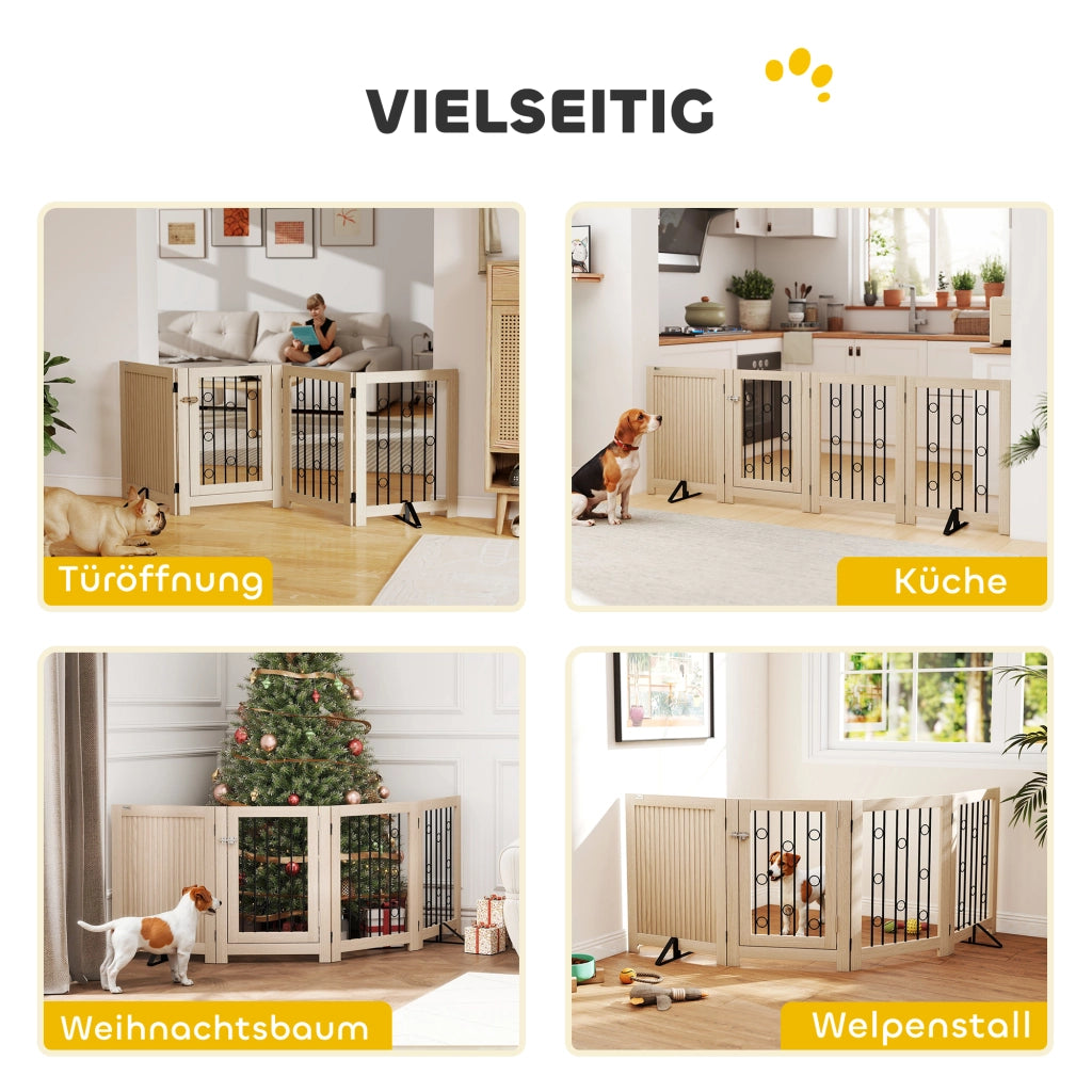 Cancelletto per Animali ¨C Xylo ¨C 4 Pannelli MDF Acciaio con Porta