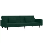 Divano letto | Sof¨¤ letto | Letto singolo a 2 Posti con 2 Cuscini Verde Scuro in Velluto