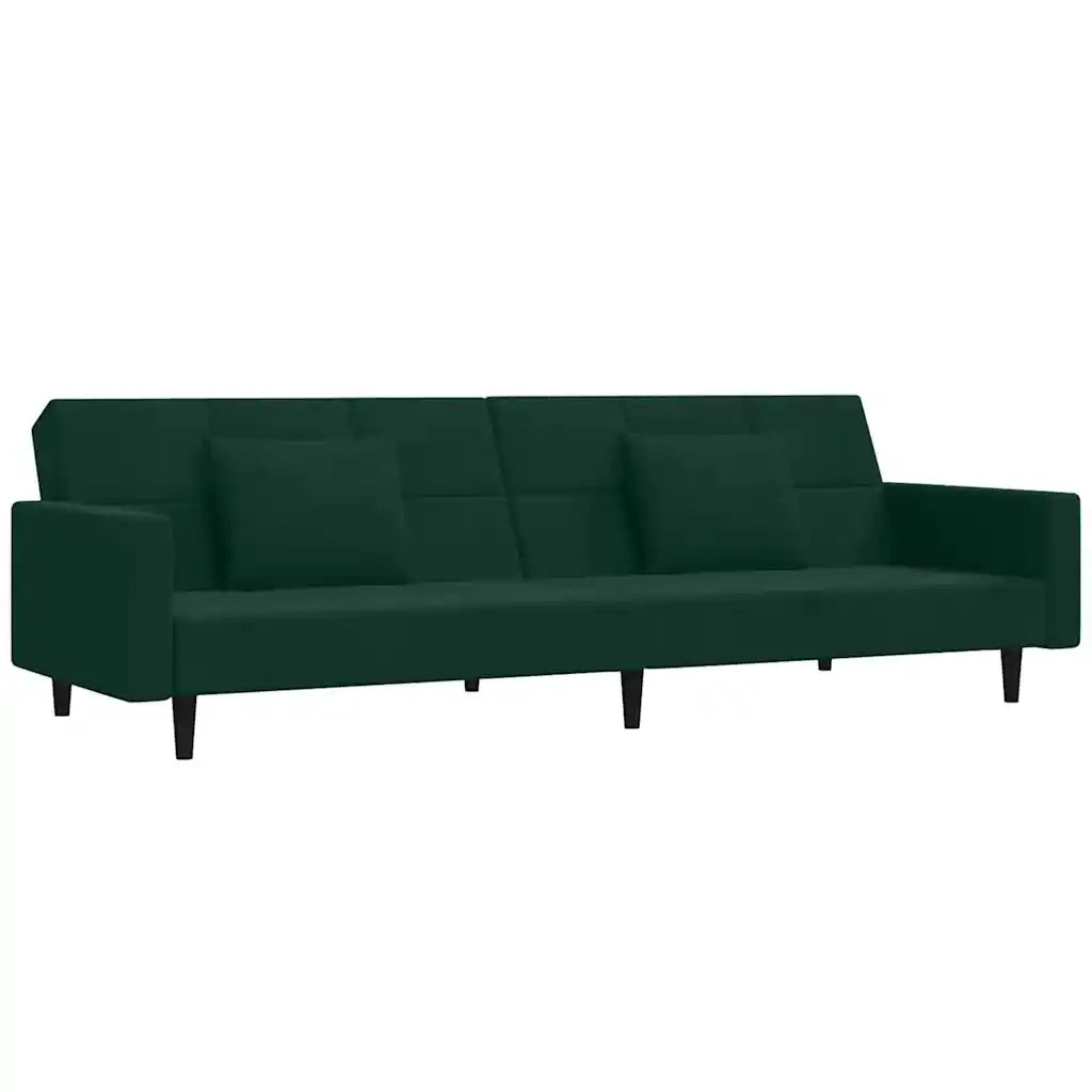 Divano letto | Sof¨¤ letto | Letto singolo a 2 Posti con 2 Cuscini Verde Scuro in Velluto