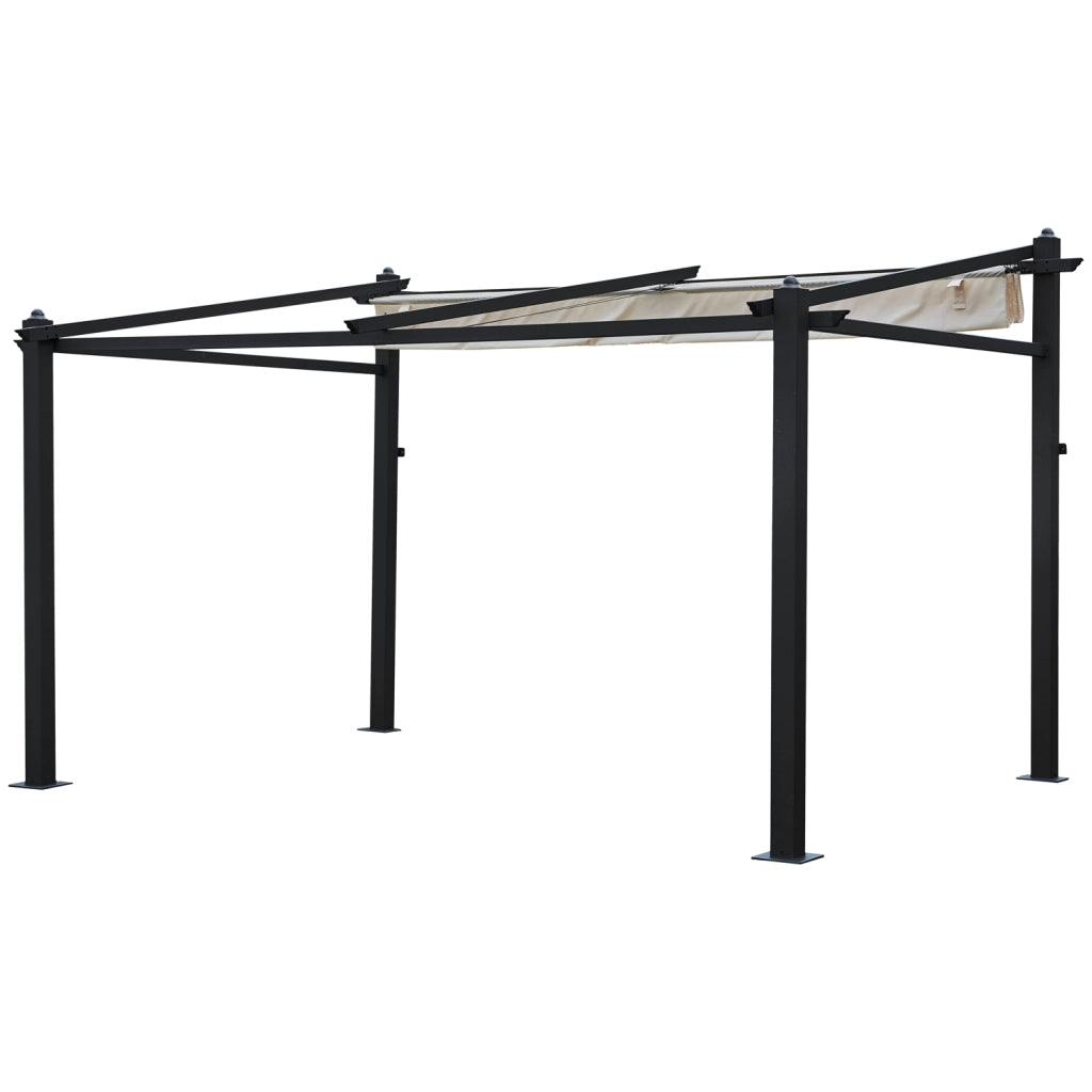 Pergola a parete 3 × 4 m FRÉJUS beige - struttura in alluminio