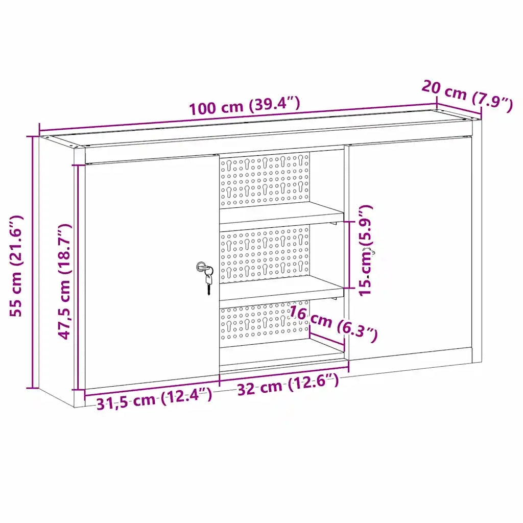 Mobile per attrezzi con blocco Nero e Grigio 100 x 20 x 55 cm 4103473