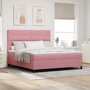 Letto a Sorgente LED con materasso Rosa 180 x 200 cm Velluto 3343333