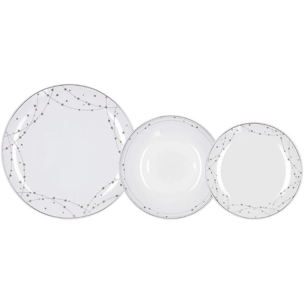 Servizio di Piatti da Tavola in Porcellana Madison SilverLight 18 Pezzi