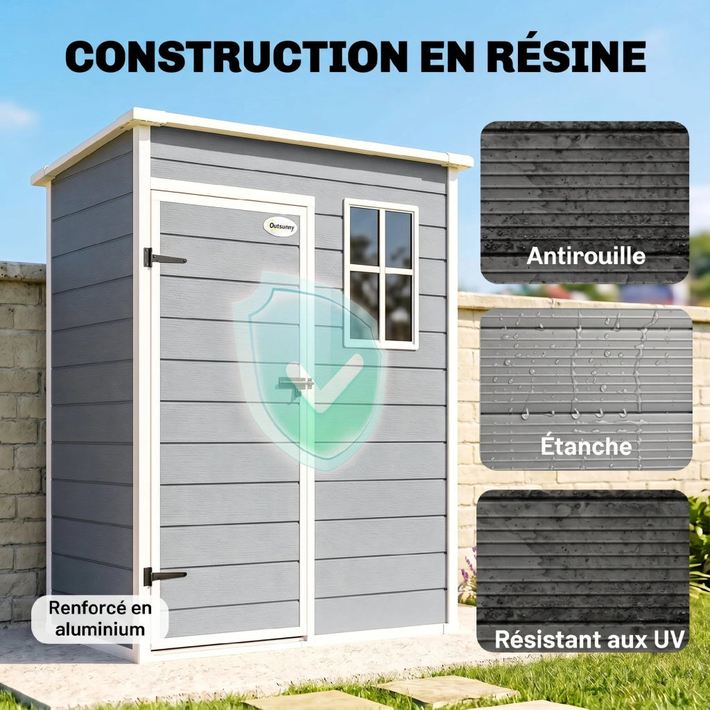 Casetta da giardino ¨C zephmum ¨C 151x92x193 cm, grigio, plastica