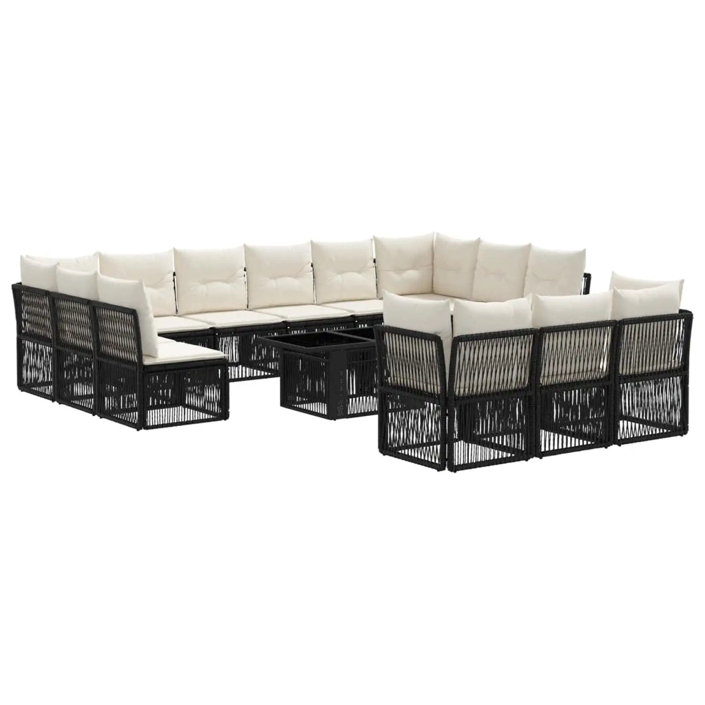 Set Divano da Giardino 14 pz Nero polyrattan 3436555