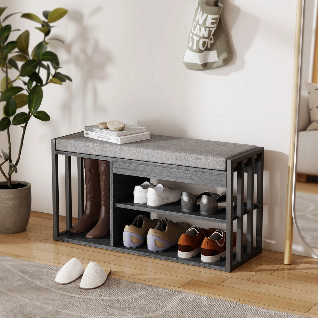 Scarpiera con panca ¨C Minimal ¨C grigio 80x30x90