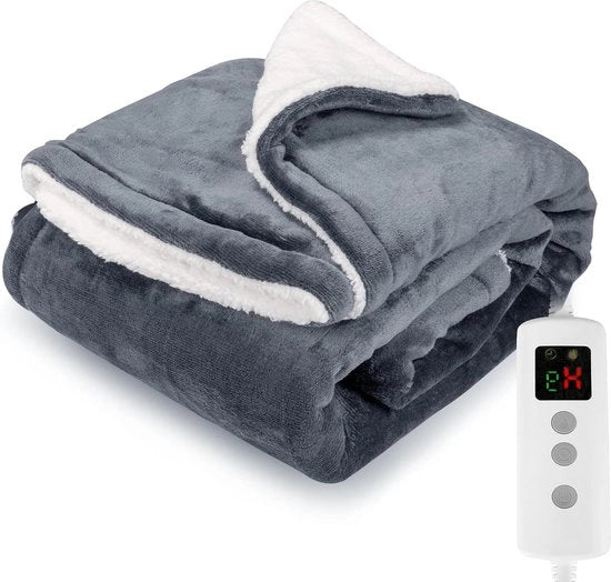 Deken elettrico 180x130 cm, 10 livelli di riscaldamento, timer 1-9 ore, riscaldamento rapido, protezione contro sovraccaloramento, lavabile in macchina