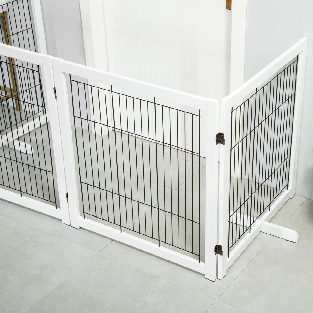 Cancello per Cani in Legno ¨C zephmum ¨C 305x82 cm Bianco